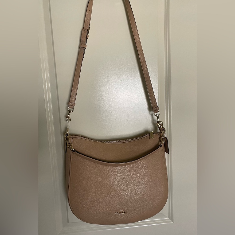 Coach Pebbled Leather Shoulder Bag in Blush Taupe